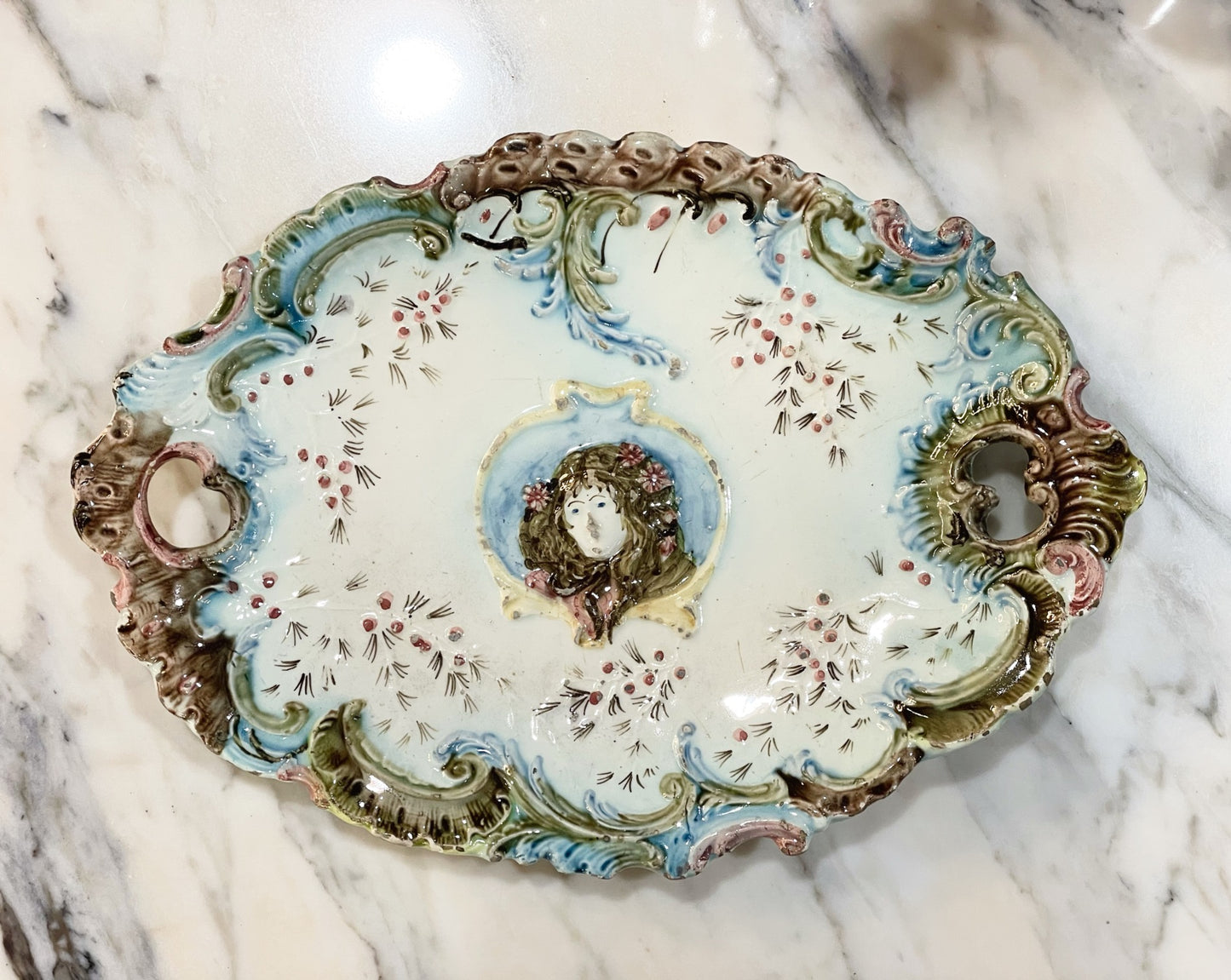Vintage Decorative Ceramic Serving Bowl / Dish, Ø 40 cm