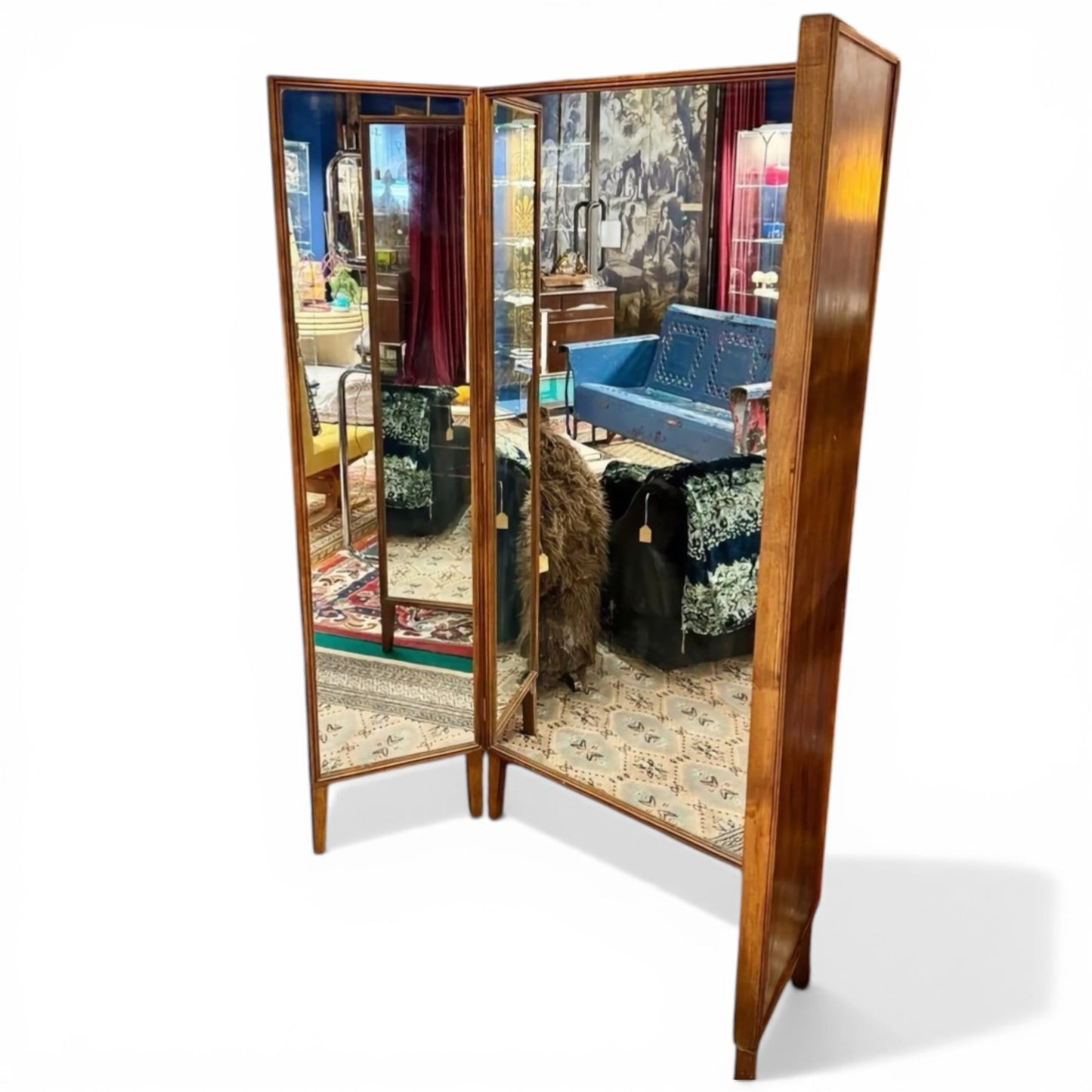 Italian 1960s Vintage Triptych Mirror, Elegant Minimalist Design