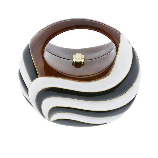 Hand painted acacia wooden bag