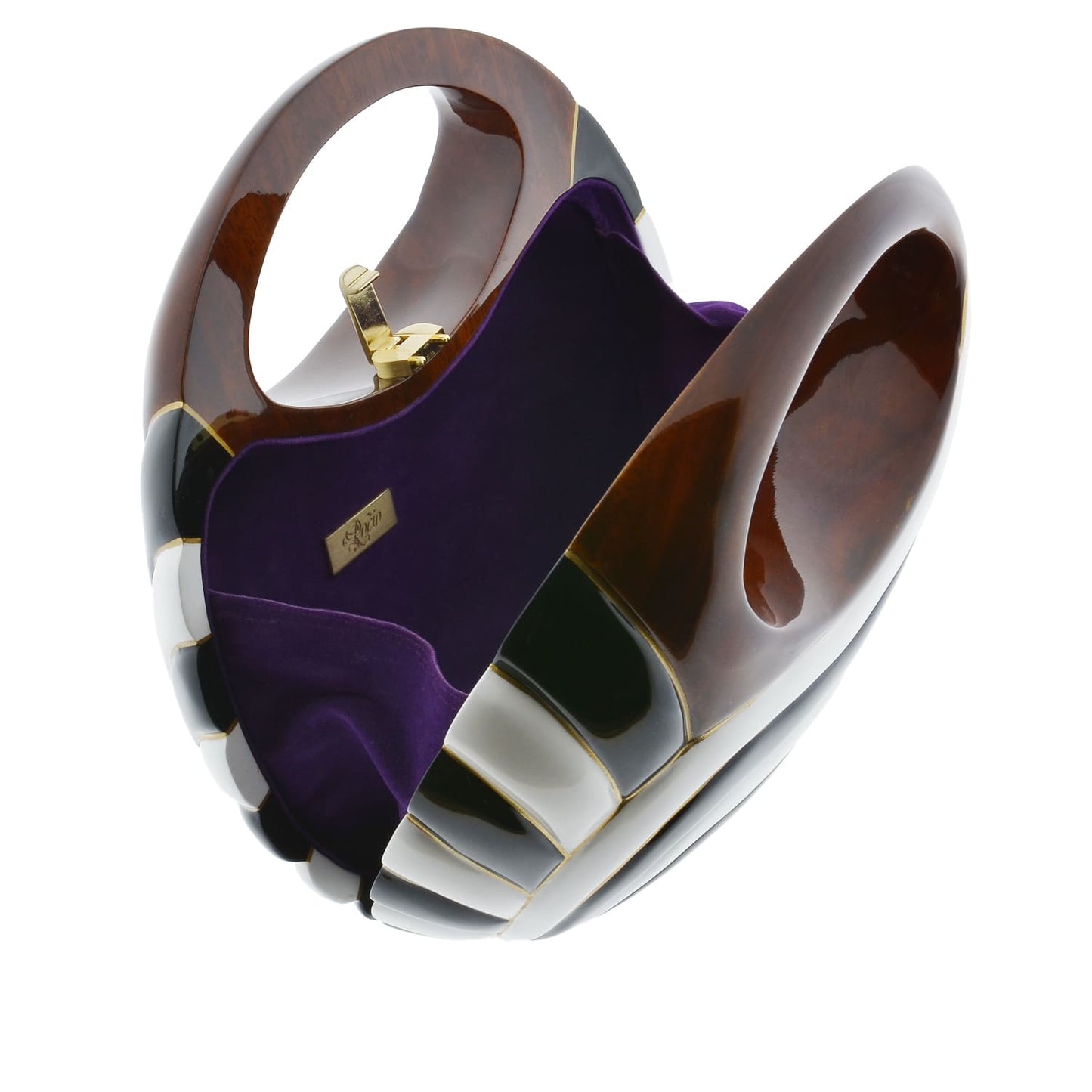 Hand painted acacia wooden bag