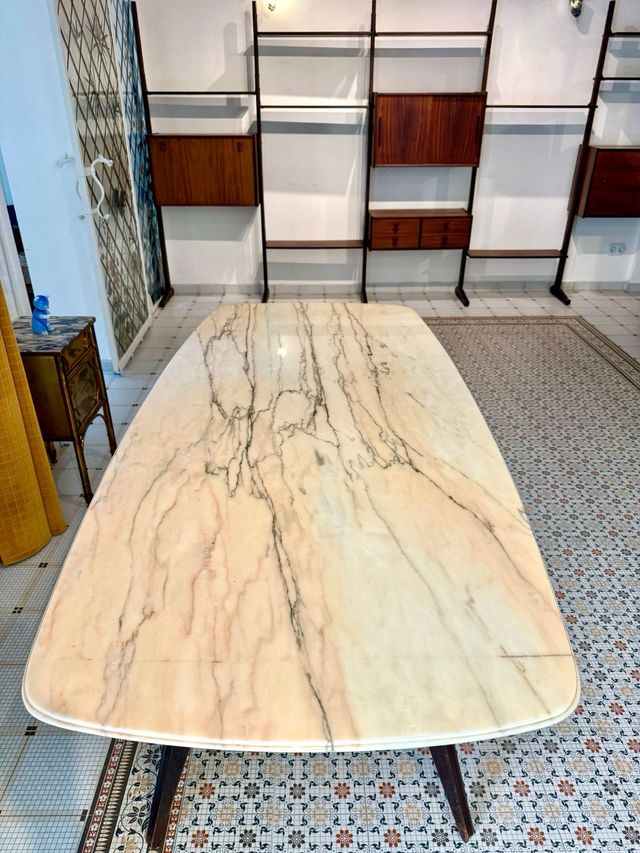 Vintage Italian Mid-Century Cream Marble Table