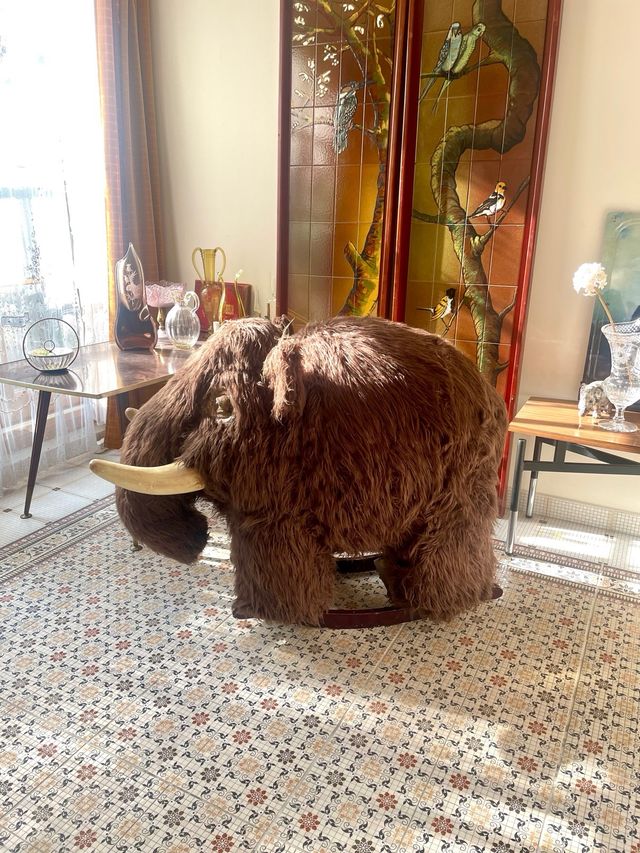 Vintage Wooden Mammoth Rocking Toy Child