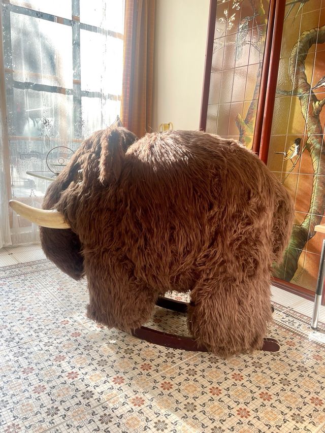 Vintage Wooden Mammoth Rocking Toy Child
