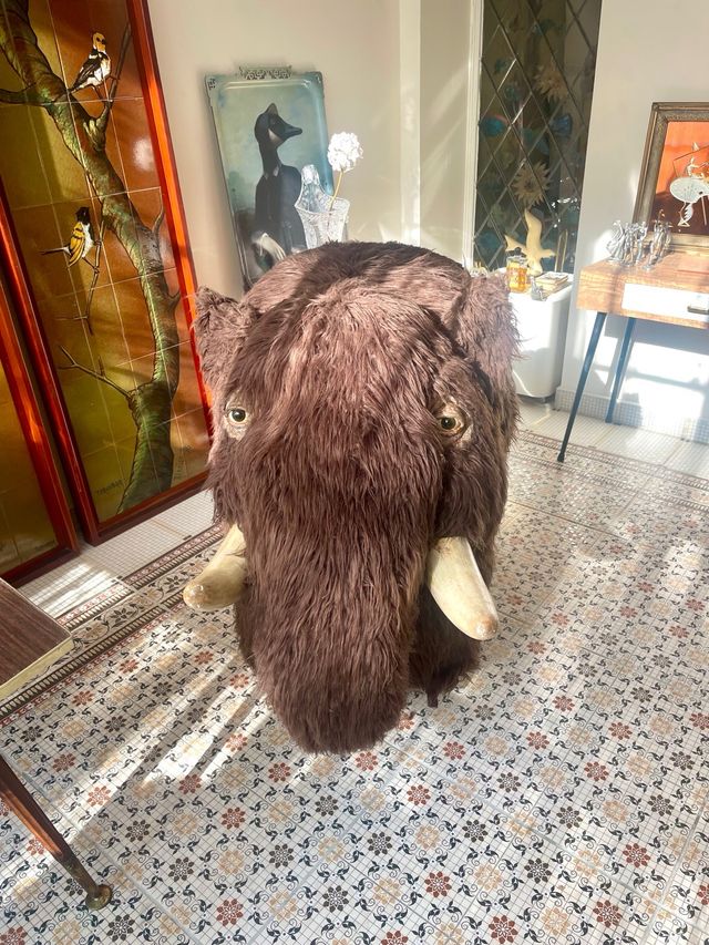 Vintage Wooden Mammoth Rocking Toy Child