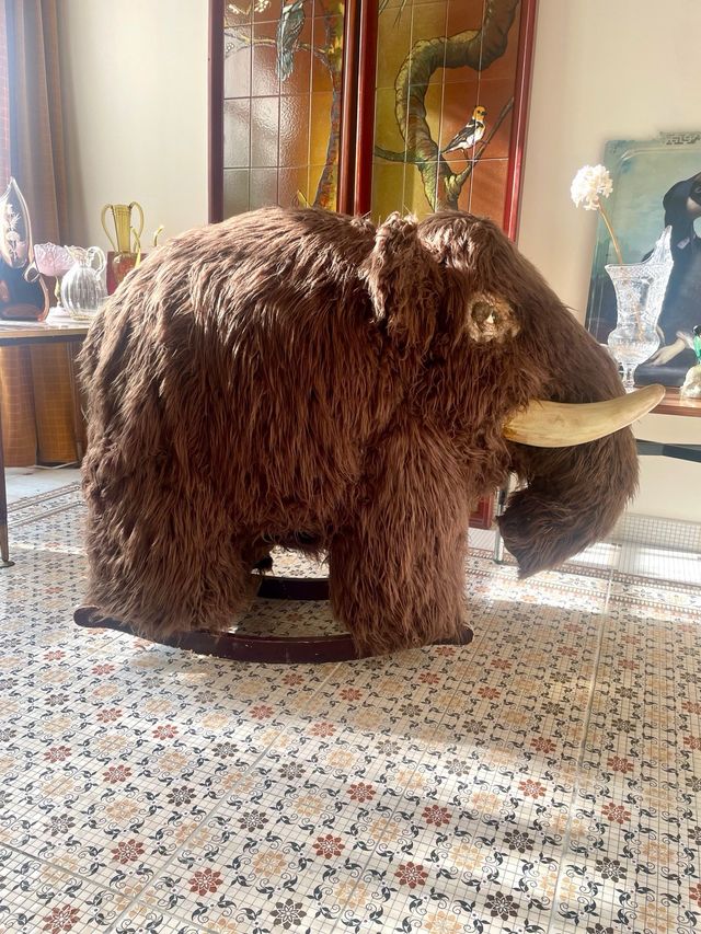 Vintage Wooden Mammoth Rocking Toy Child