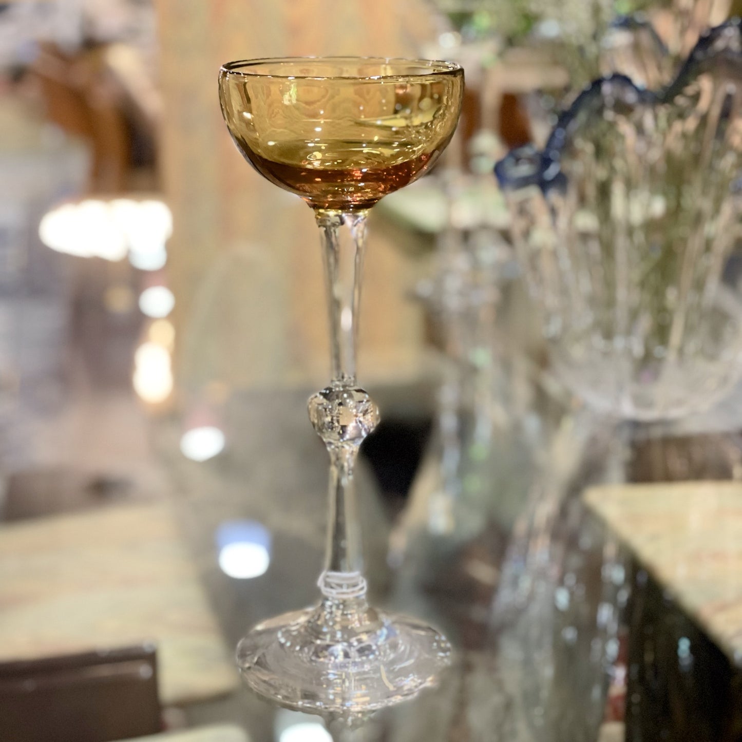 Vintage Boccaccio Barcelona Cocktail Glass | Amber / Golden Crystal | Collectible Barware