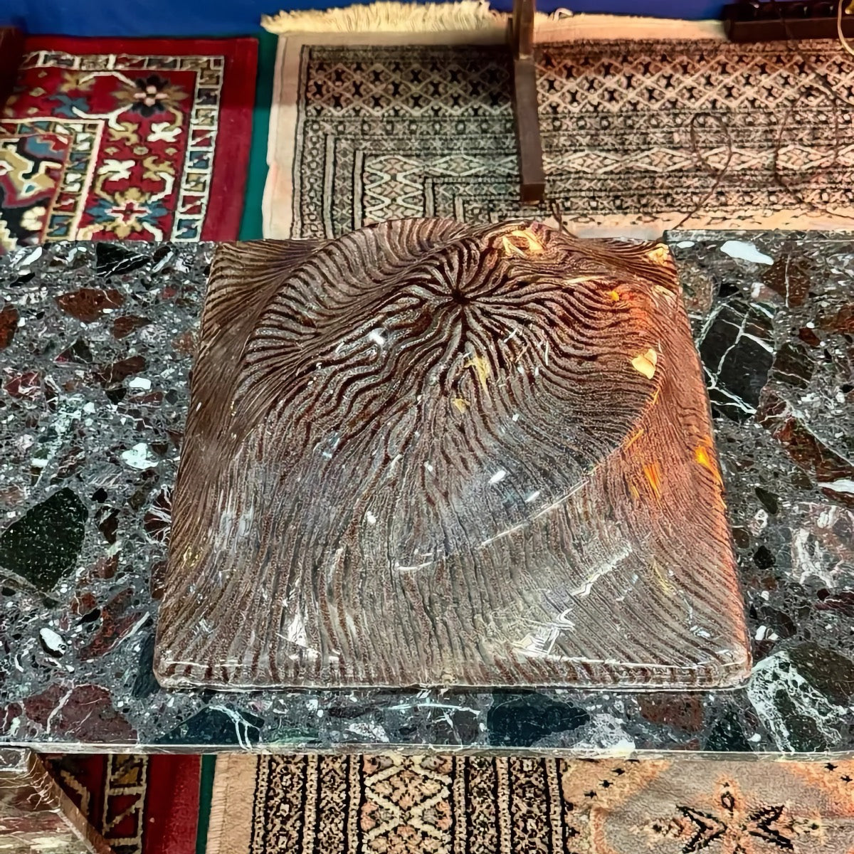 Vintage 70s Murano Glass Wall Sconce Shade | Organic Amber/Orange Texture