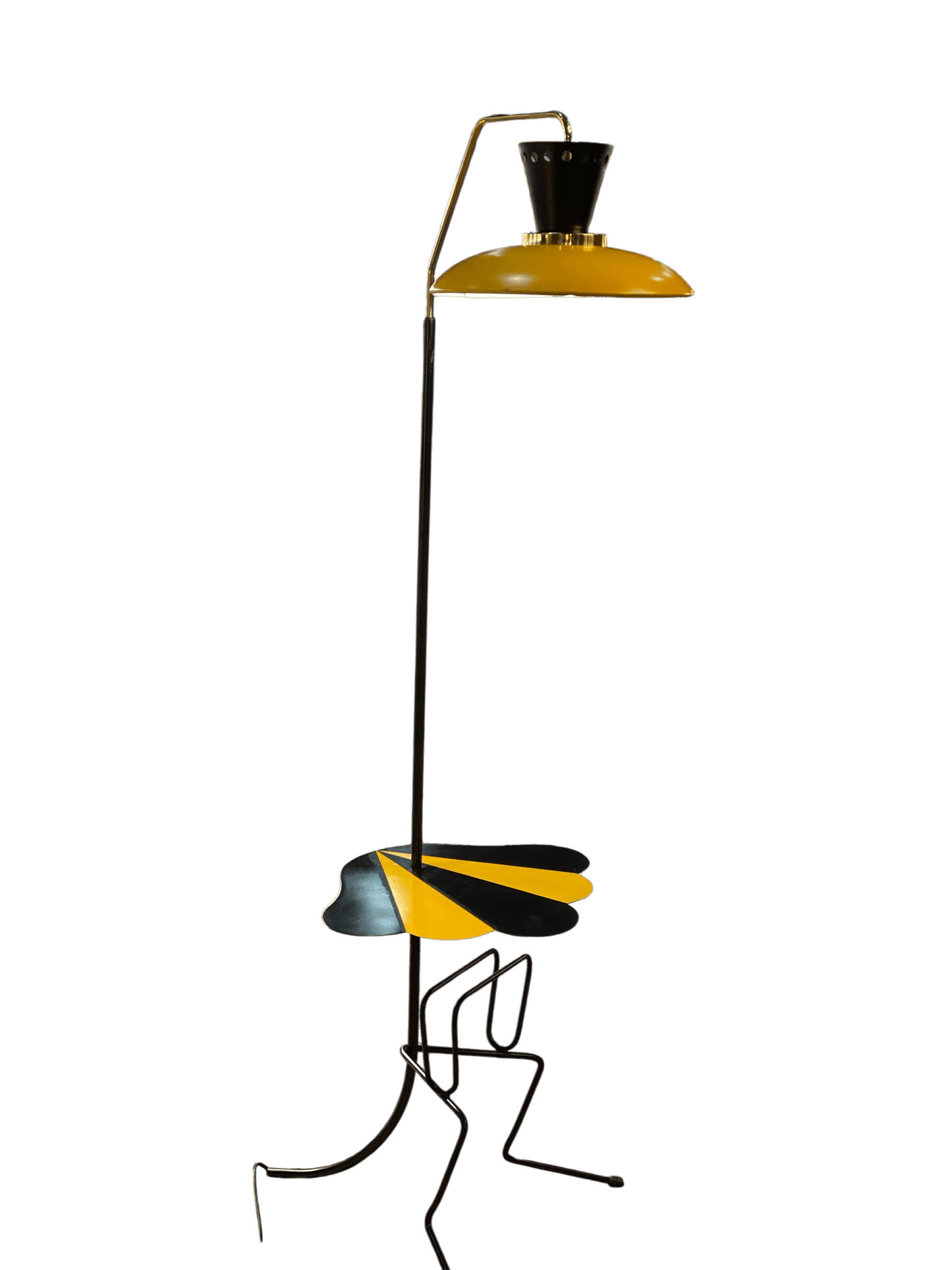 1950s Mid-Century Floor Lamp with Integrated Table and Magazine Rack
