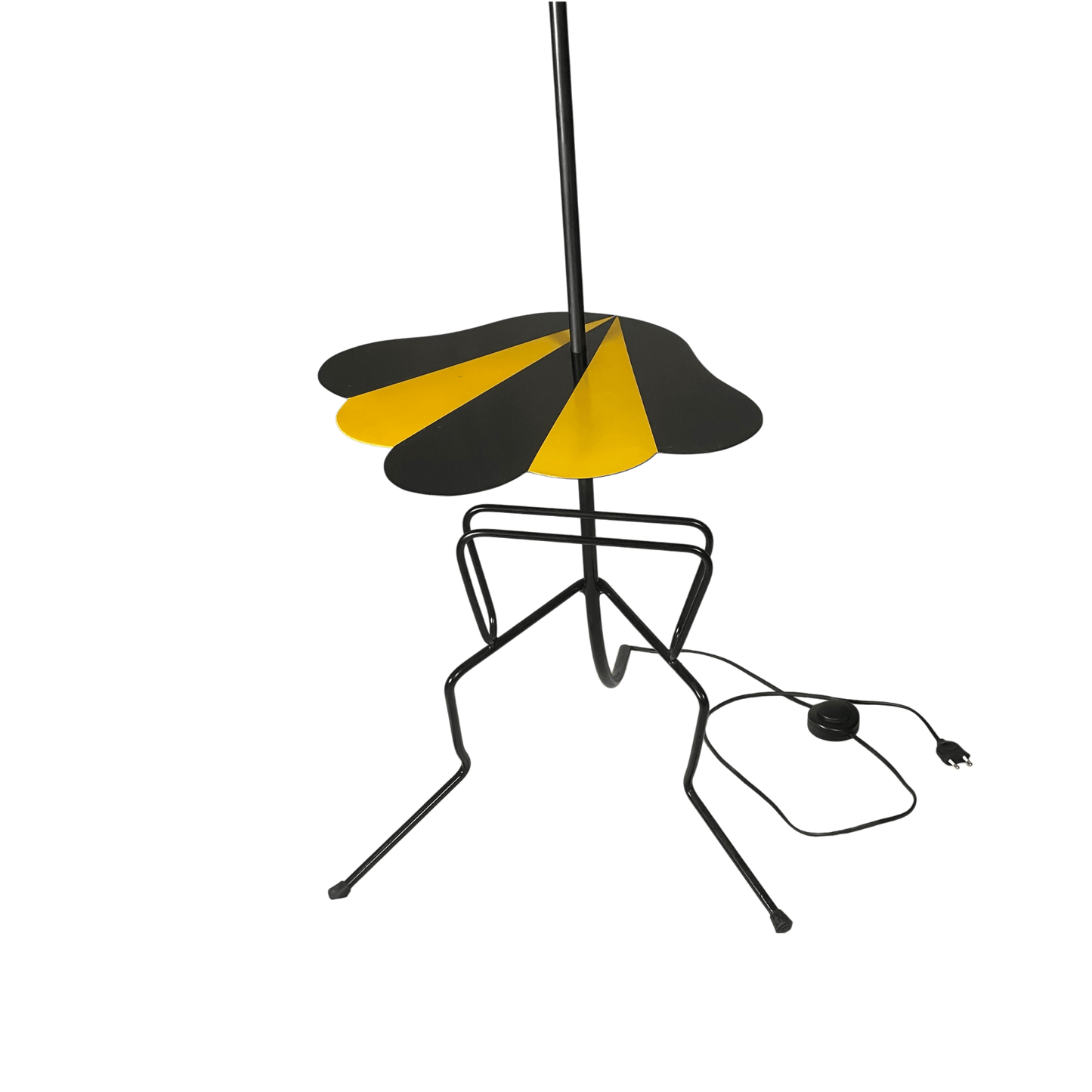 1950s Mid-Century Floor Lamp with Integrated Table and Magazine Rack
