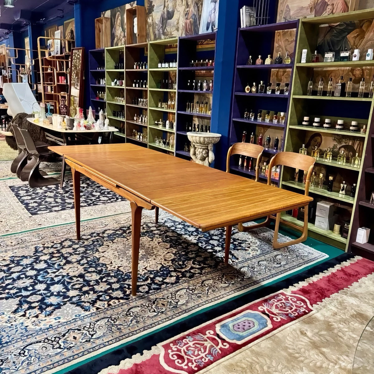 Danish Mid-Century Extendable Teak Dining Table, Fan Leg Design
