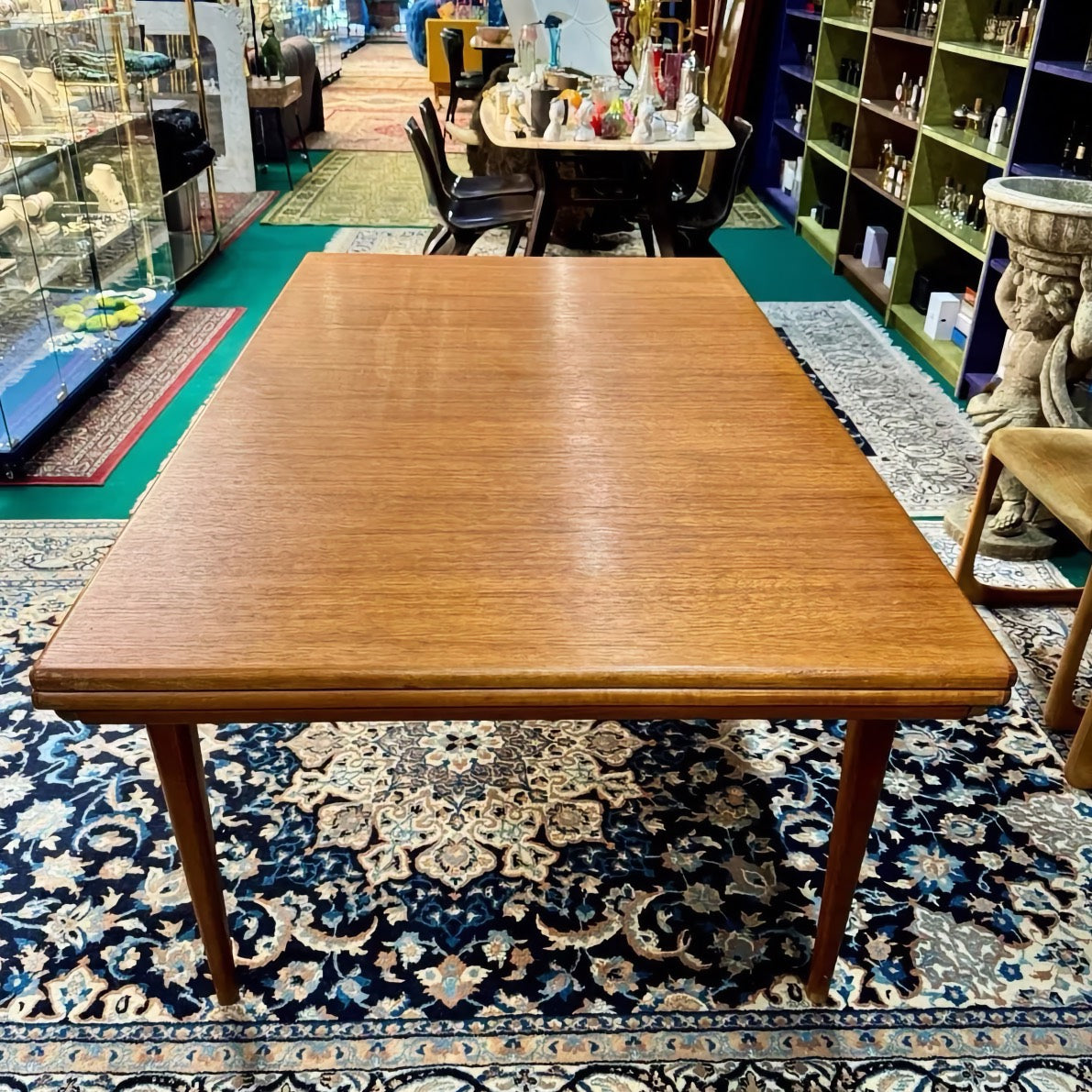 Danish Mid-Century Extendable Teak Dining Table, Fan Leg Design