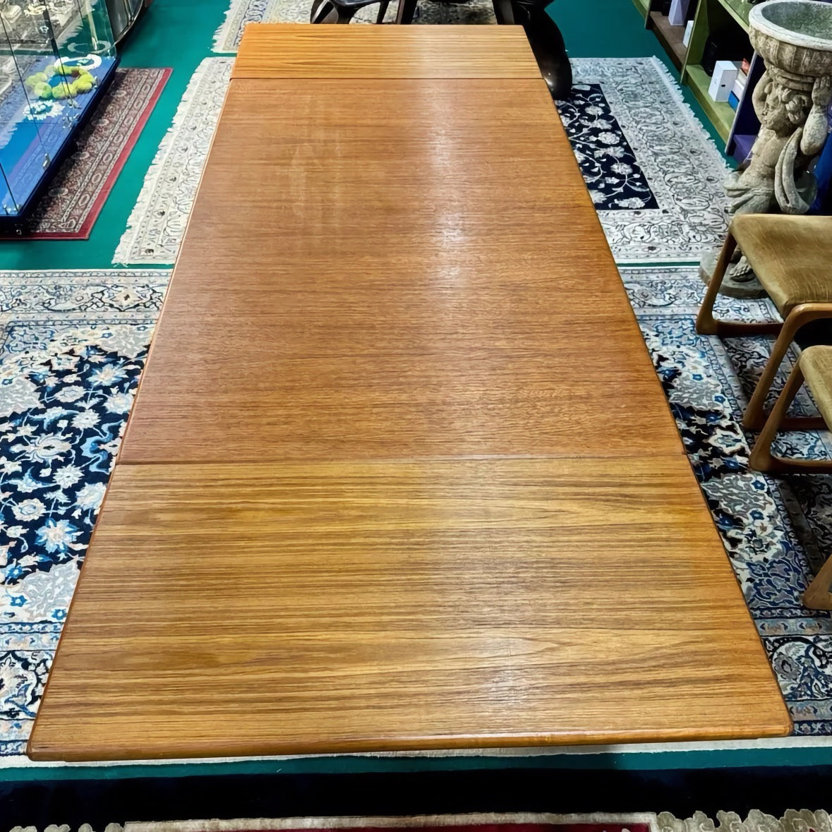 Danish Mid-Century Extendable Teak Dining Table, Fan Leg Design