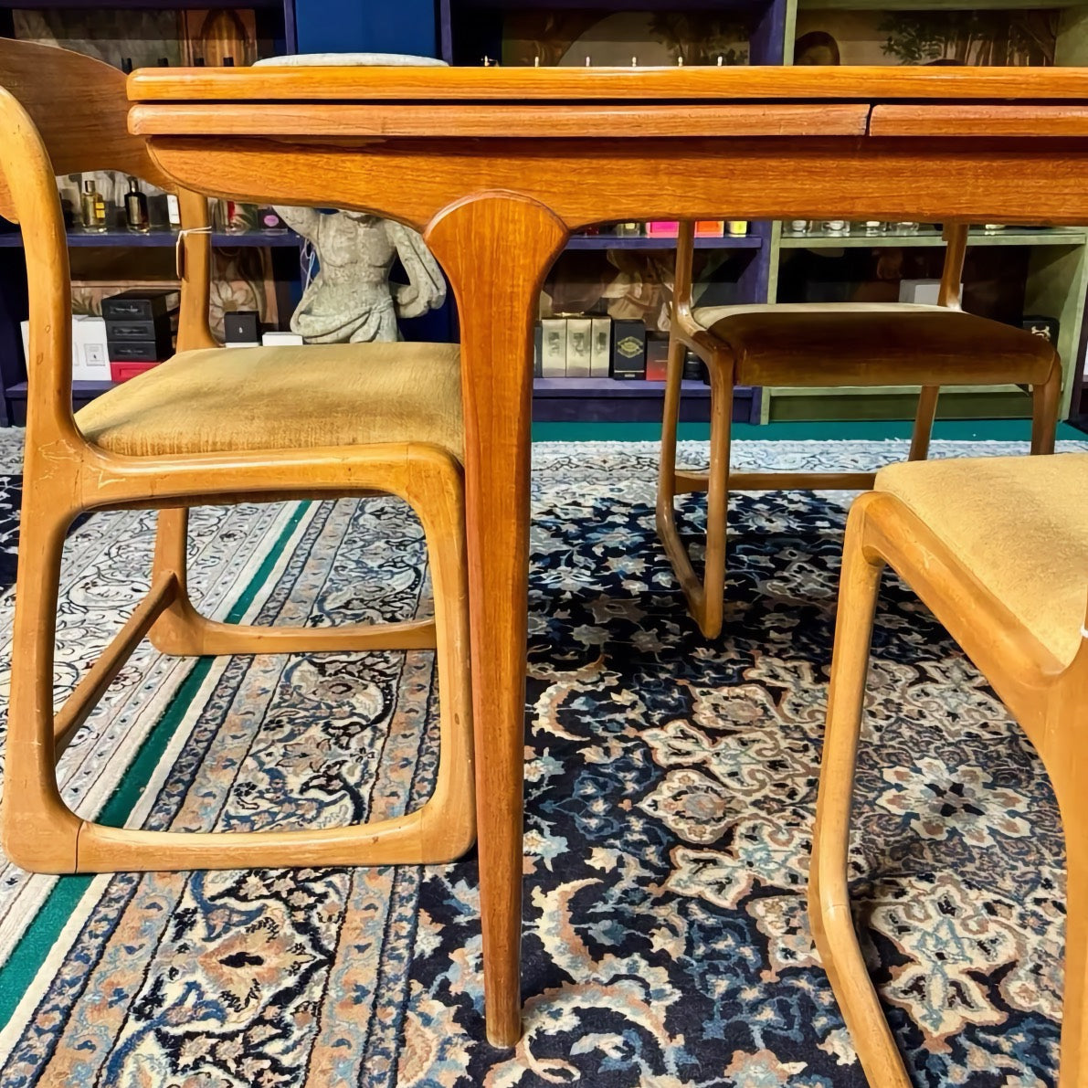 Danish Mid-Century Extendable Teak Dining Table, Fan Leg Design