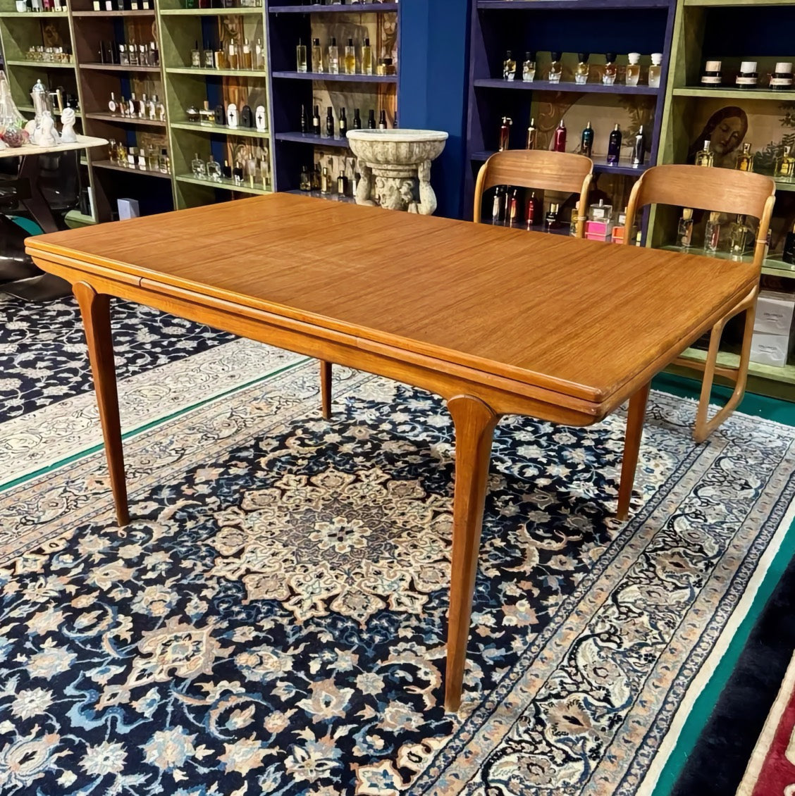 Danish Mid-Century Extendable Teak Dining Table, Fan Leg Design