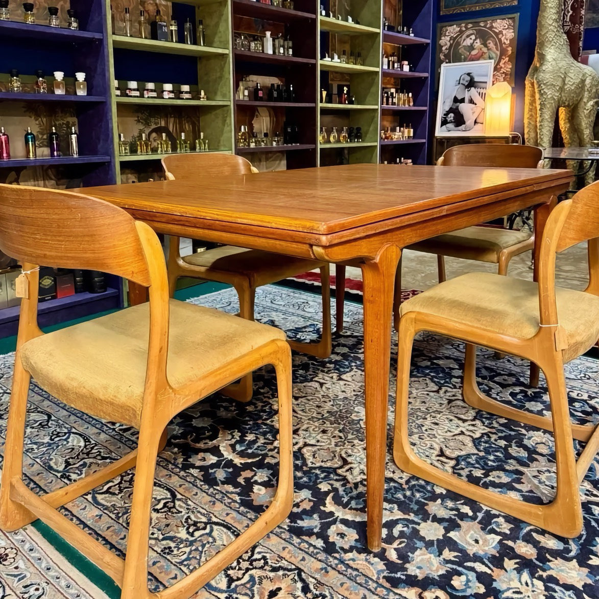 Danish Mid-Century Extendable Teak Dining Table, Fan Leg Design
