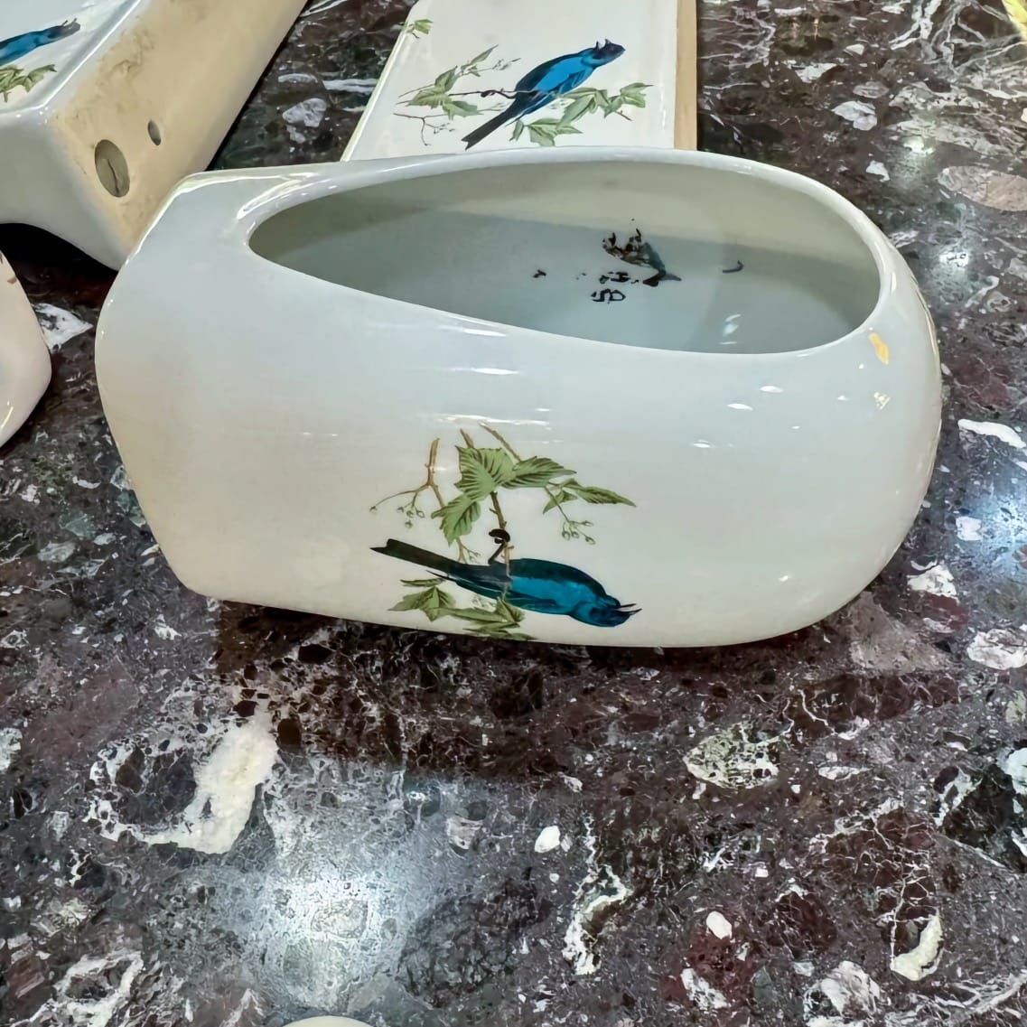 Vintage 'Porcelaine de Paris' Bathroom Set - Elegant French Vanity Accessories
