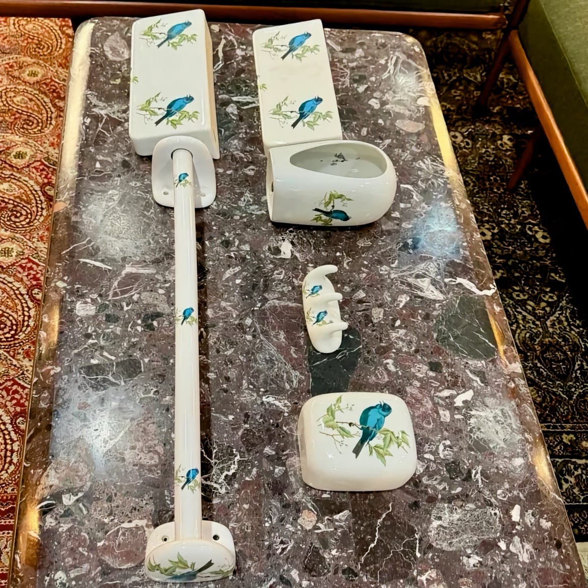 Vintage 'Porcelaine de Paris' Bathroom Set - Elegant French Vanity Accessories