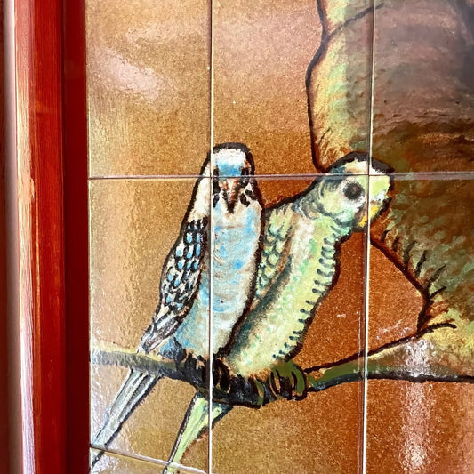 Vintage Decorative Panels Painted Bird Tiles | Signed A. Lariccia 1976 | Tercobar