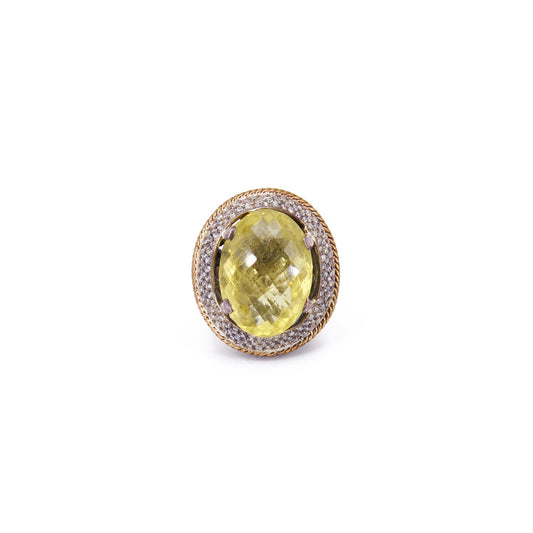 Citrine stoen with zircons ring