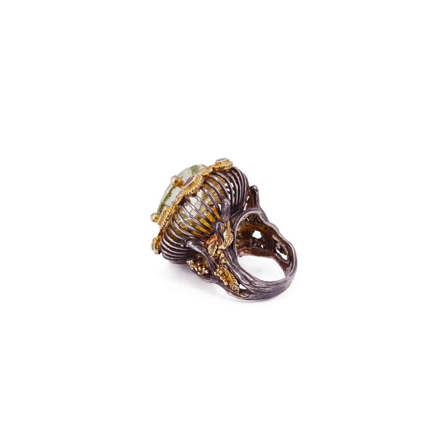 Byzantine style ring with cytrine quartz and stones