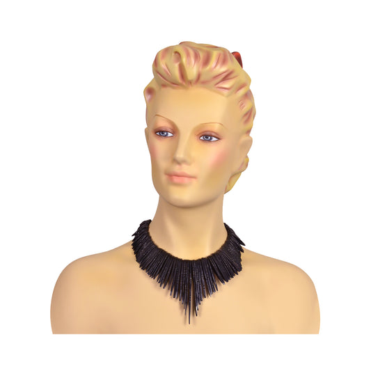 Black wood necklace with black onyx stones