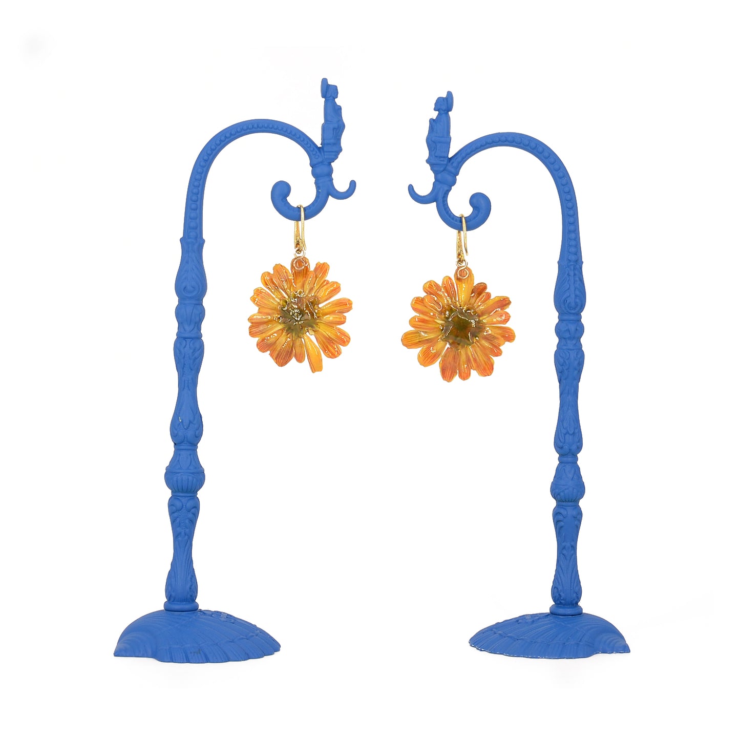 Orange daisy earrings