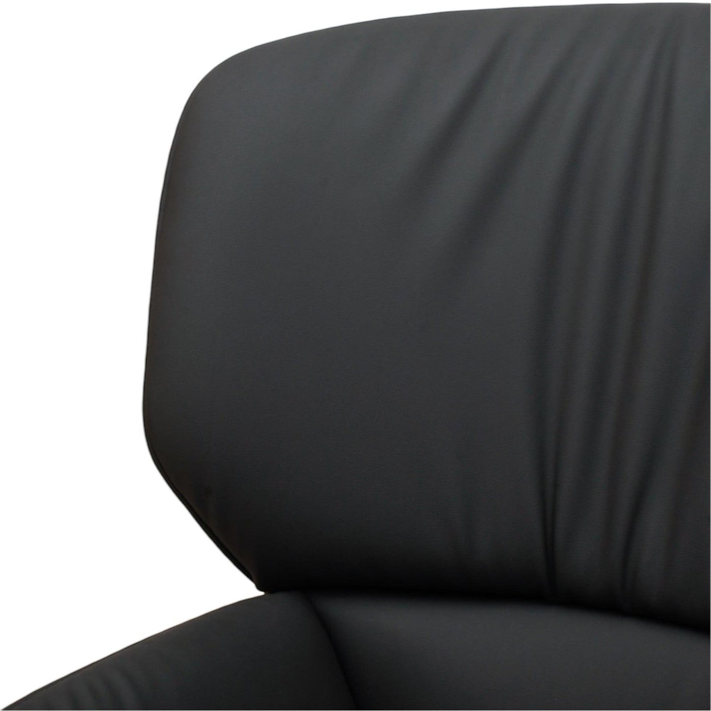 La Basilica Galeria Nuez Lounge Chair in black leather with a textured shell and oak swivel base. Sold without cushion.