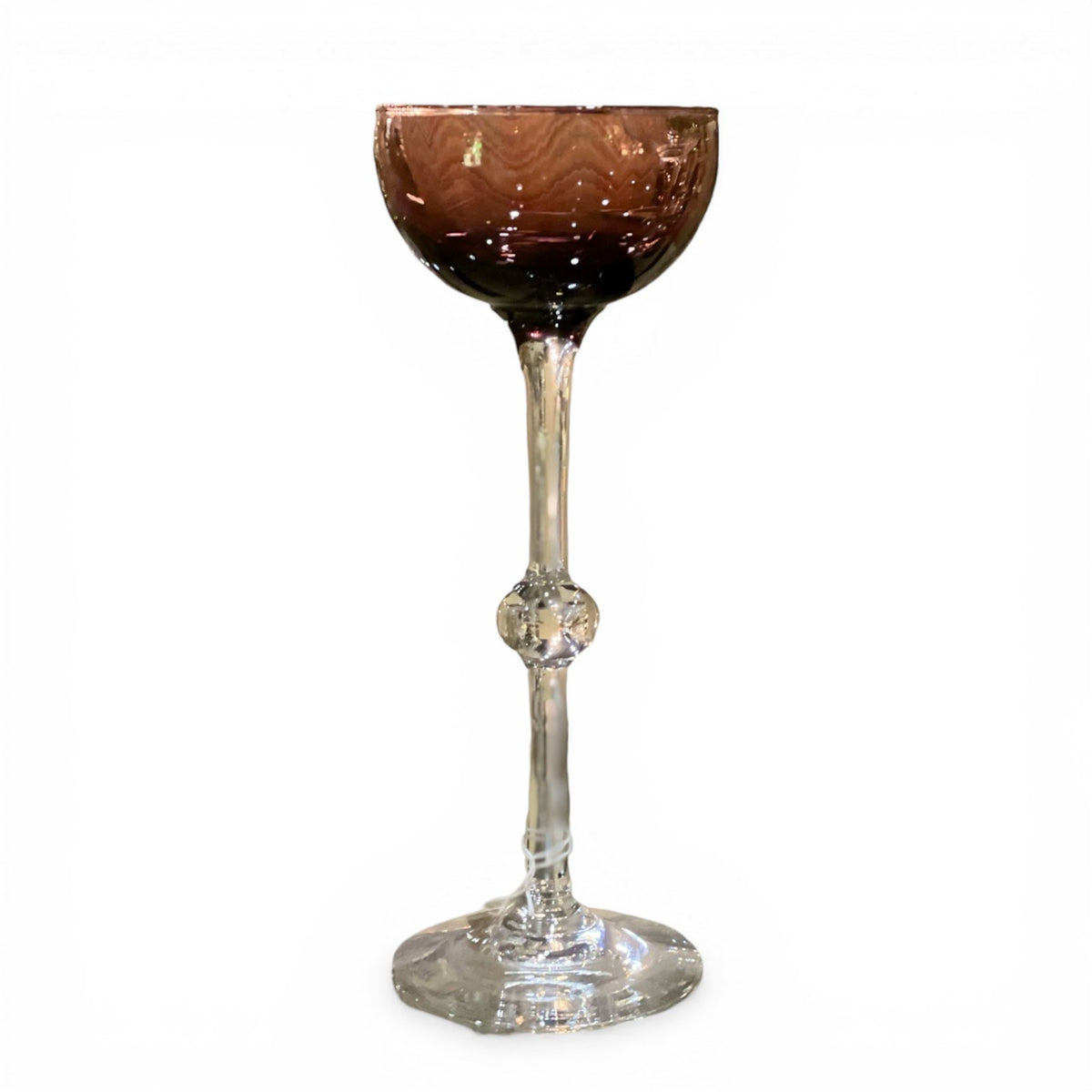 Vintage Boccaccio Barcelona Cocktail Glass | Smoky Brown / Amethyst Crystal | Collectible Barware