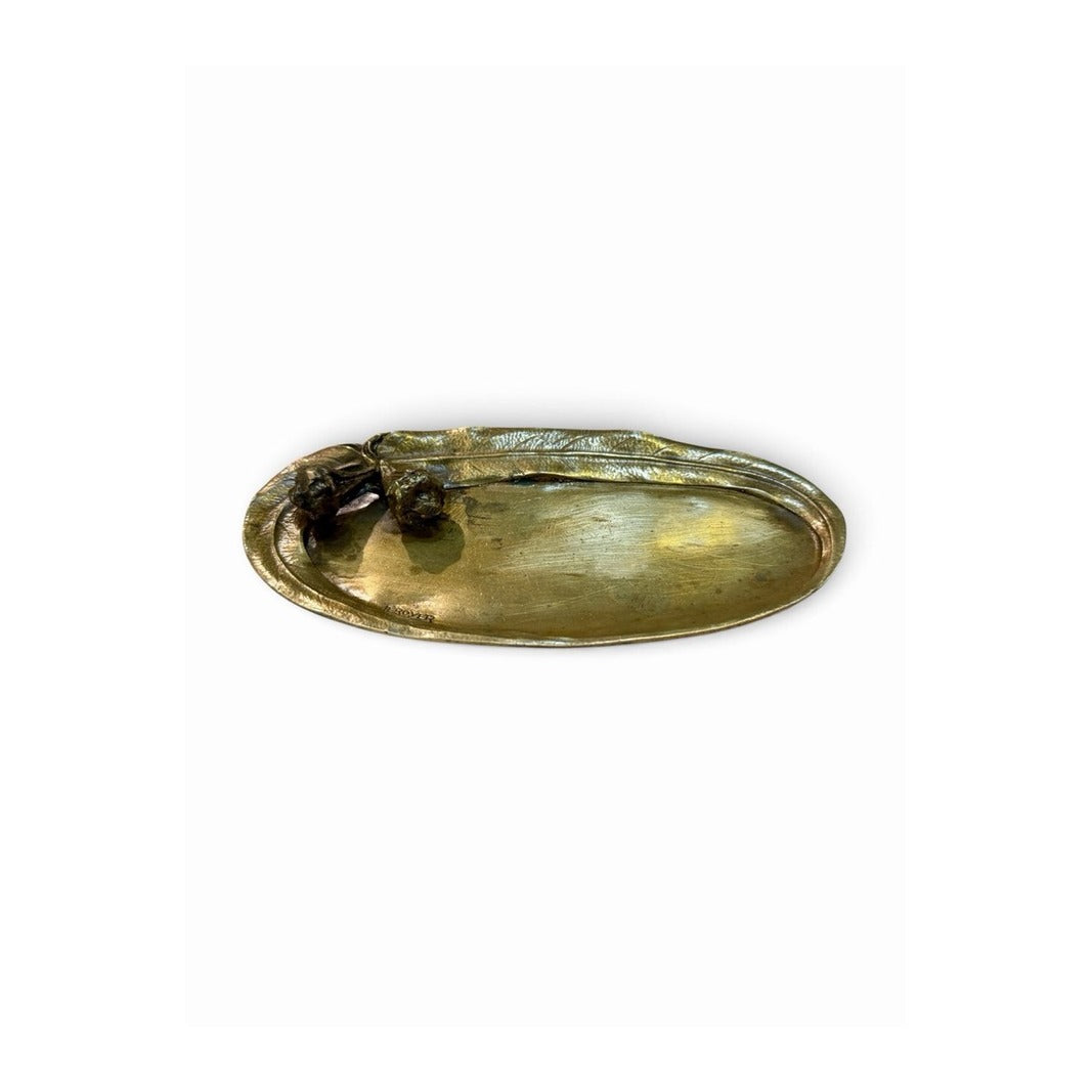 Bandeja vide-poche Art Nouveau de bronce dorado Léon Le Royer
