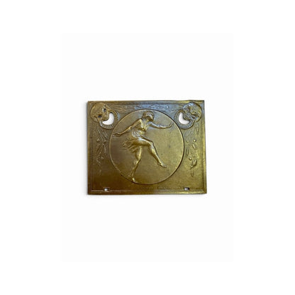 Plaqueta de bronce Art Déco Danseuse de Henry Dropsy con bailarina en relieve