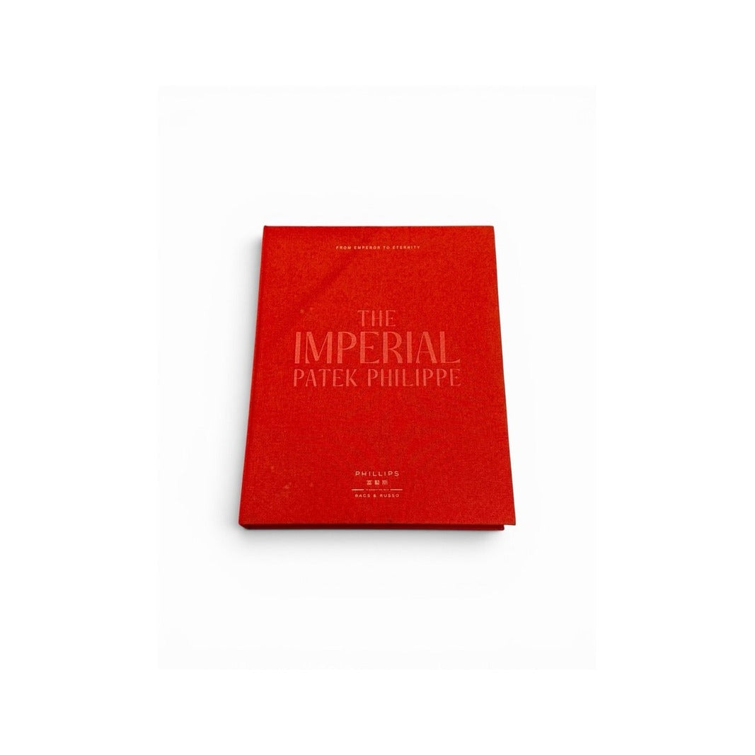Portada roja de tela del catálogo The Imperial Patek Philippe de Phillips y Bacs & Russo