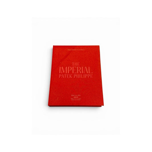 Portada roja de tela del catálogo The Imperial Patek Philippe de Phillips y Bacs & Russo