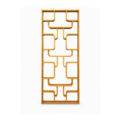 Estantería de Ludvik Volak en madera curvada, vista frontal del patrón modular de estantes