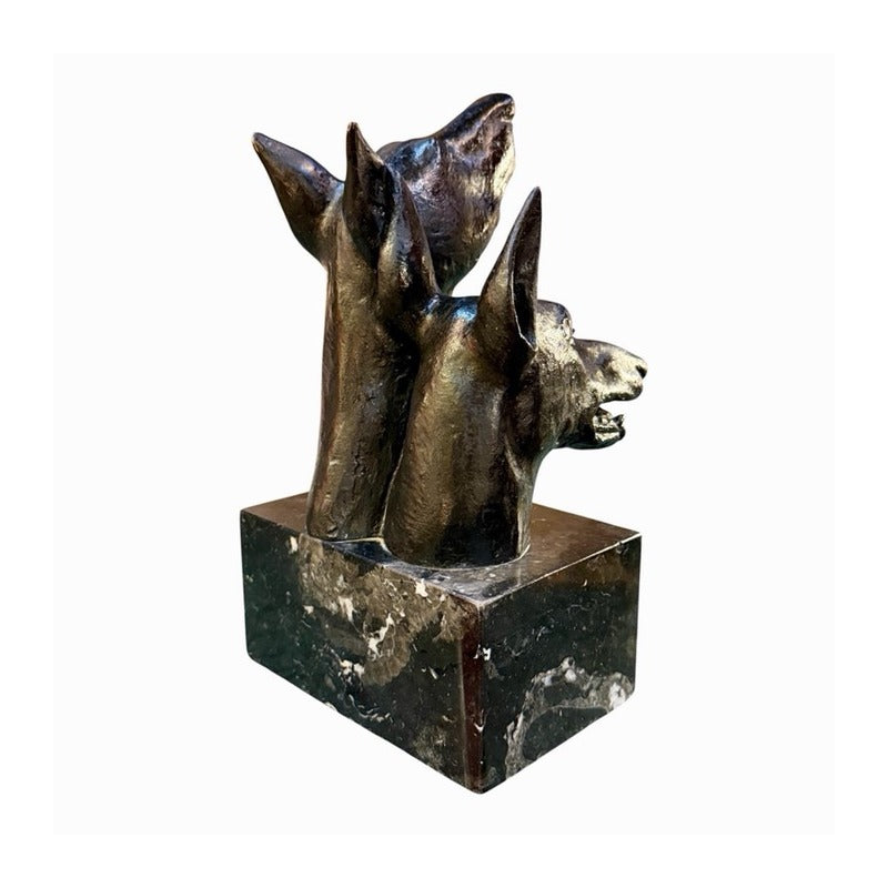 Eulàlia Fàbregas de Sentmenat, Dos cabezas de dóberman, edición XVI, escultura de bronce