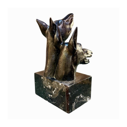 Eulàlia Fàbregas de Sentmenat, Dos cabezas de dóberman, edición XVI, escultura de bronce