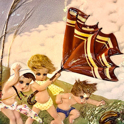 Polychrome enamelled ceramic relief artwork designed by Mario Brunetti, c. 1950