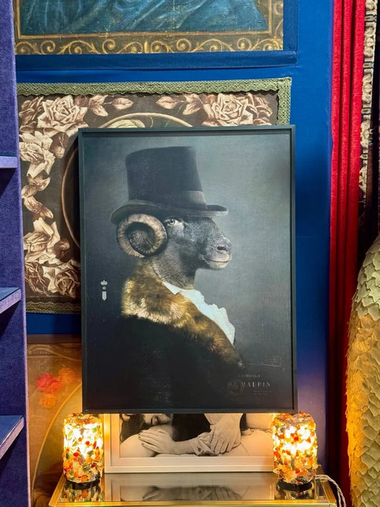 Ibride 'Maupin' (No. 52) Framed Portrait | Rachel Convers Design | Anthropomorphic Ram Art