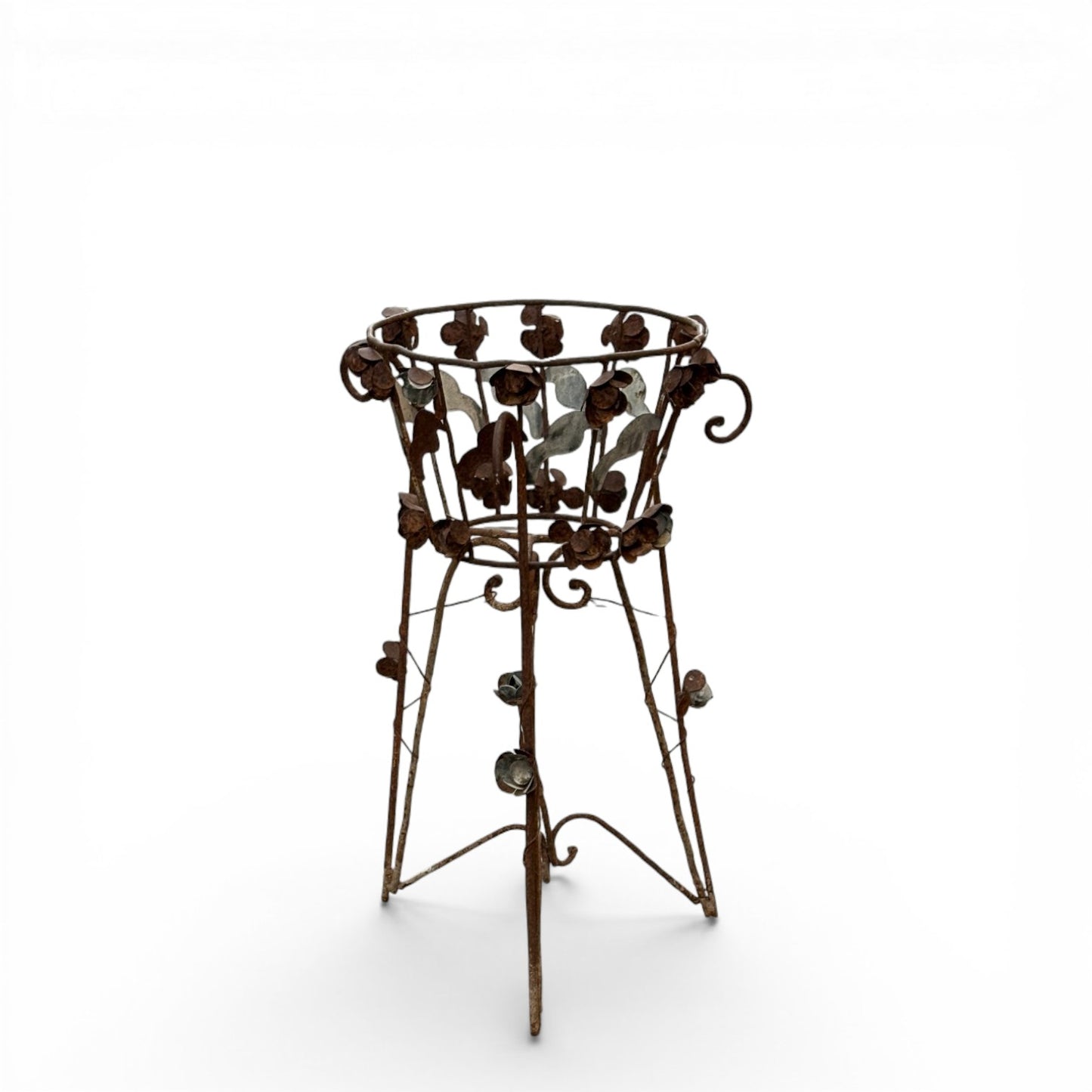 Antique Iron Planter with Floral Motifs, 19th Century.