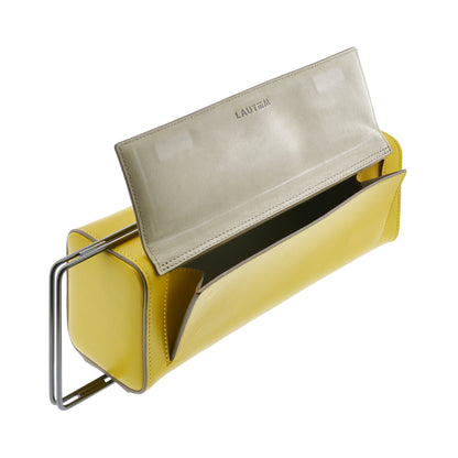 Architectural yellow leather mini bag