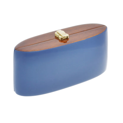 Navy blue acacia wooden clutch