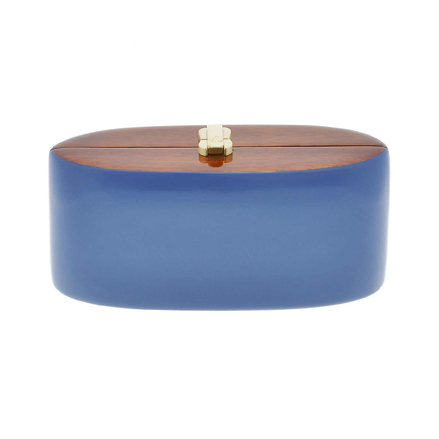 Navy blue acacia wooden clutch