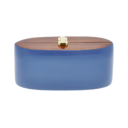 Navy blue acacia wooden clutch