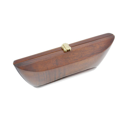 Natural acacia wooden clutch