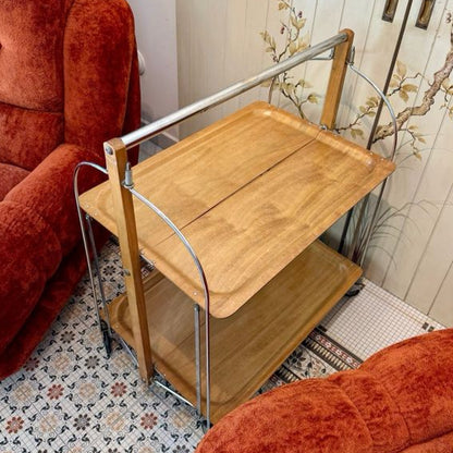Vintage French Folding Bar Cart 70s Metal