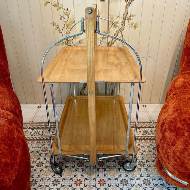 Vintage French Folding Bar Cart 70s Metal