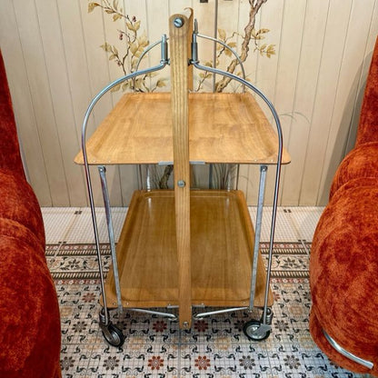 Vintage French Folding Bar Cart 70s Metal