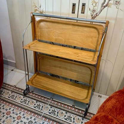 Vintage French Folding Bar Cart 70s Metal