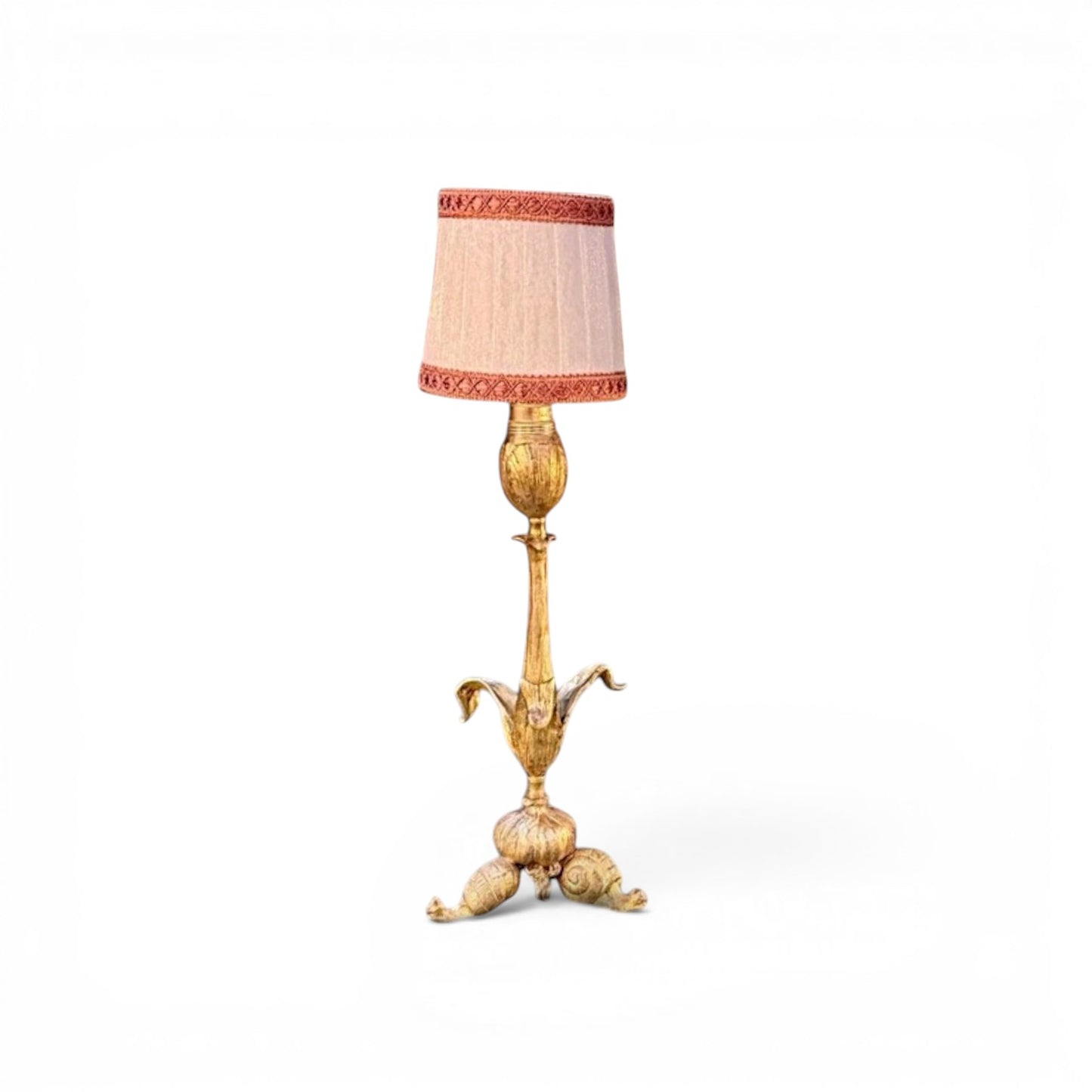 Pair of Jugendstil Style Gilded Table Lamps with Snail Motif Base