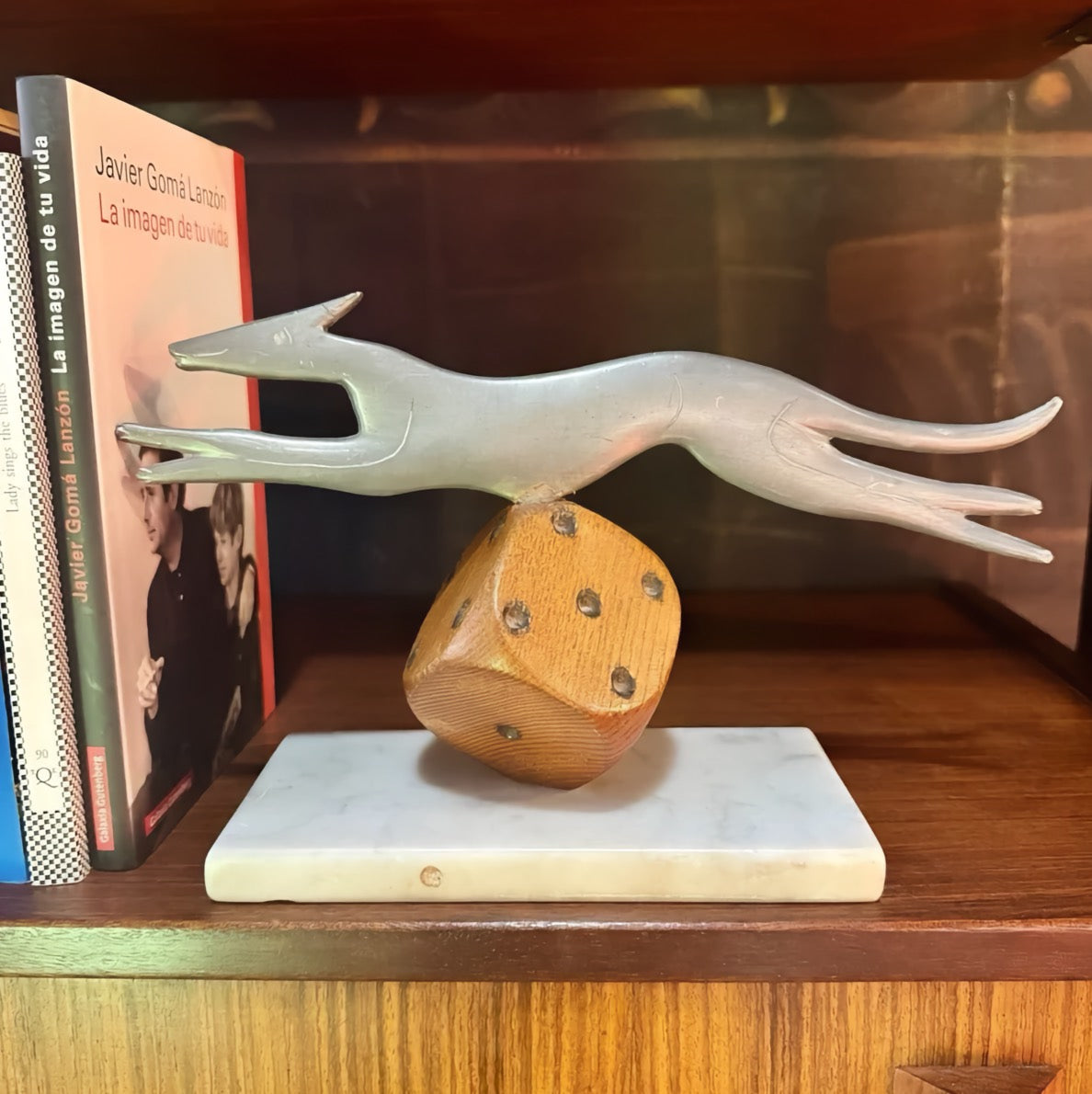 Vintage Dog Figure Marble Base Bookend - Italy 1970s