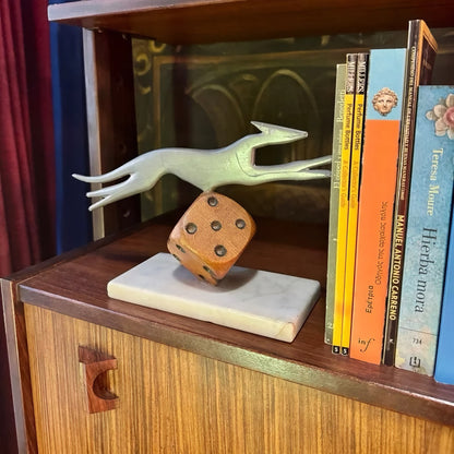 Vintage Dog Figure Marble Base Bookend - Italy 1970s